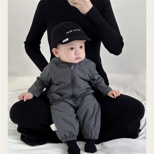 男宝宝婴儿秋装婴幼儿洋气小套装超韩洋气背带裤两件套百天外出服