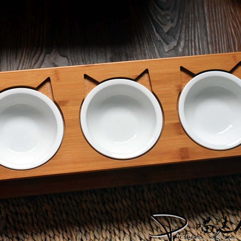 宠物实木碗碗架 单碗双碗多碗猫咪餐桌猫碗食盆 宠物餐桌餐具餐盘
