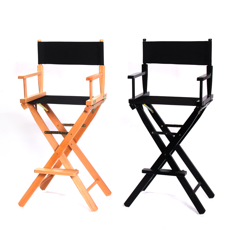 包邮实木导演椅子帆布折叠椅吧台椅便携高脚化妆椅前台椅简约吧凳