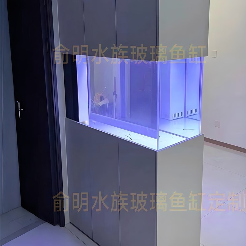 定制嵌入式鱼缸超白玻璃缸客厅中型水族箱生态缸玄关屏风柜体鱼缸
