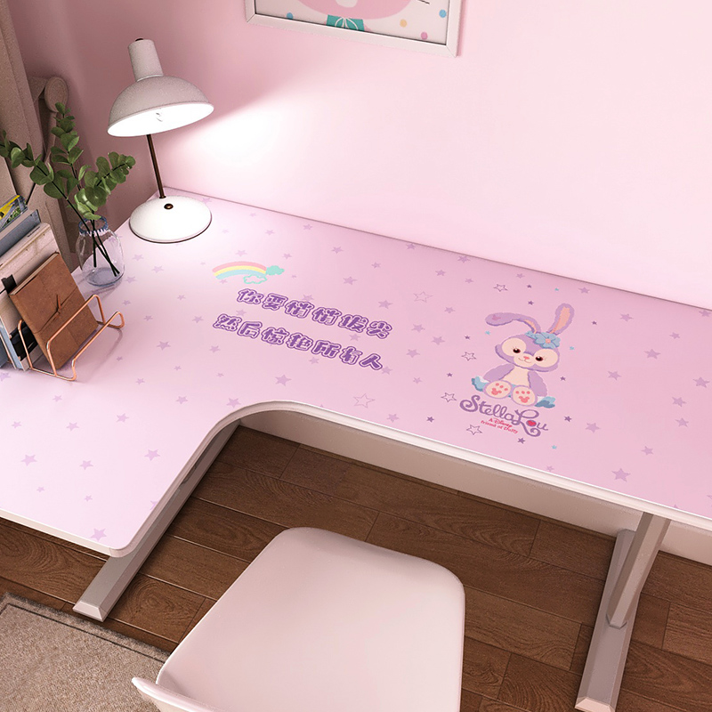 转角书桌垫拐角L型弧形 可爱卡通学习小学生课桌电脑办公桌壁纸