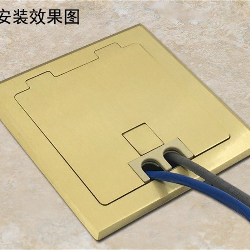 隐藏式地插全铜防水开启式带出线孔双电脑地面插座地板插网络地插