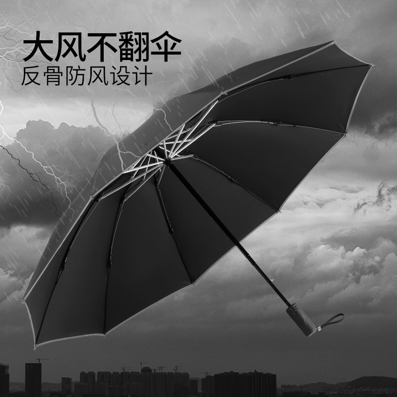 抗风反光边雨伞车载男士女防风加固全自动折叠反向晴雨两用车用伞