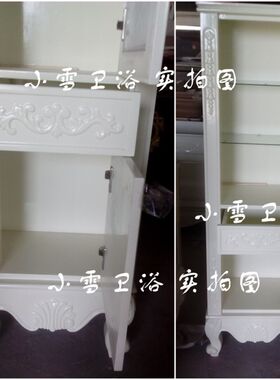欧式浴室边柜橡木立柜实木储物柜落地侧柜描金银卫生间收纳柜P47