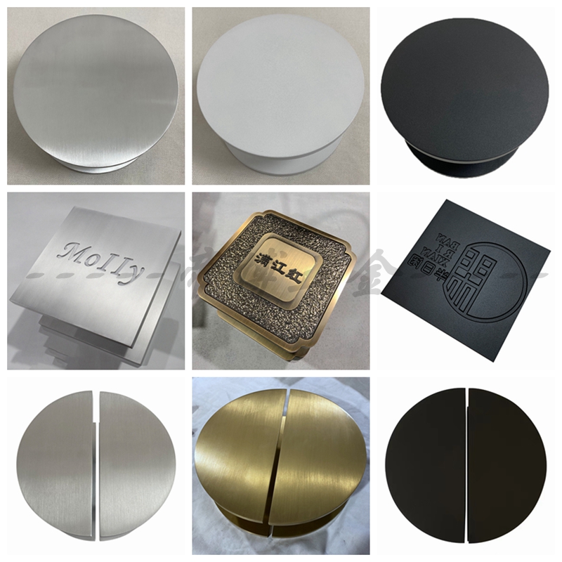 玻璃门把手中式拉丝光面整圆形方形简约定制logo大门拉手木门金色