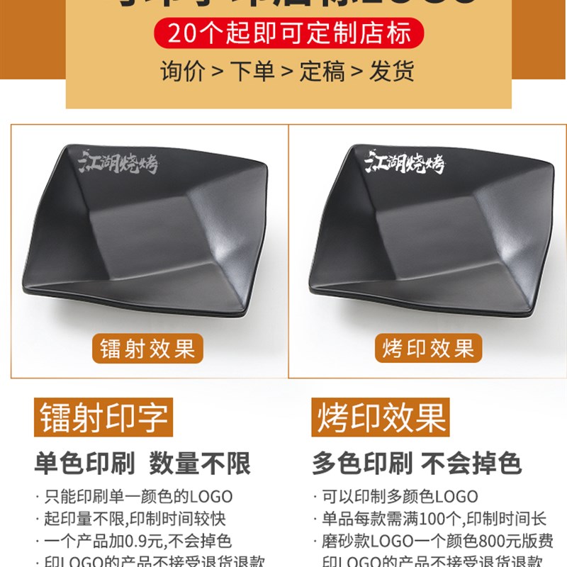密胺餐具烧烤专用盘子黑色磨砂餐盘瓷火锅菜盘碟子烤串盘商用碟