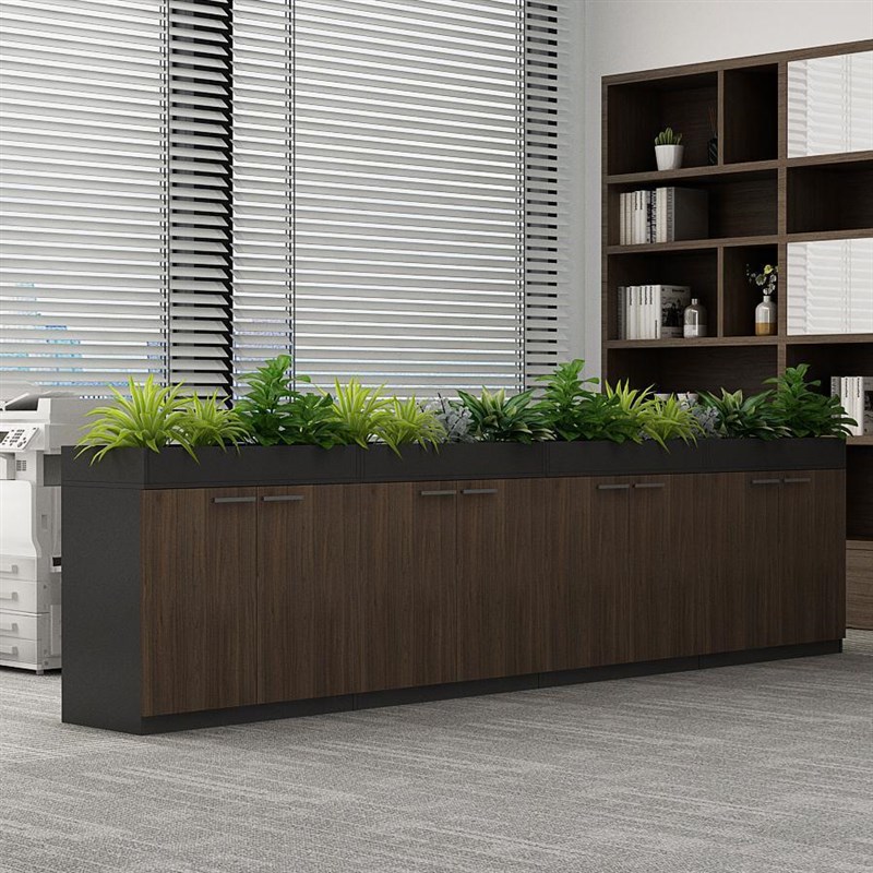 文件矮柜带锁木质花槽柜办公室储物矮柜置物隔断柜杂物收纳落地柜