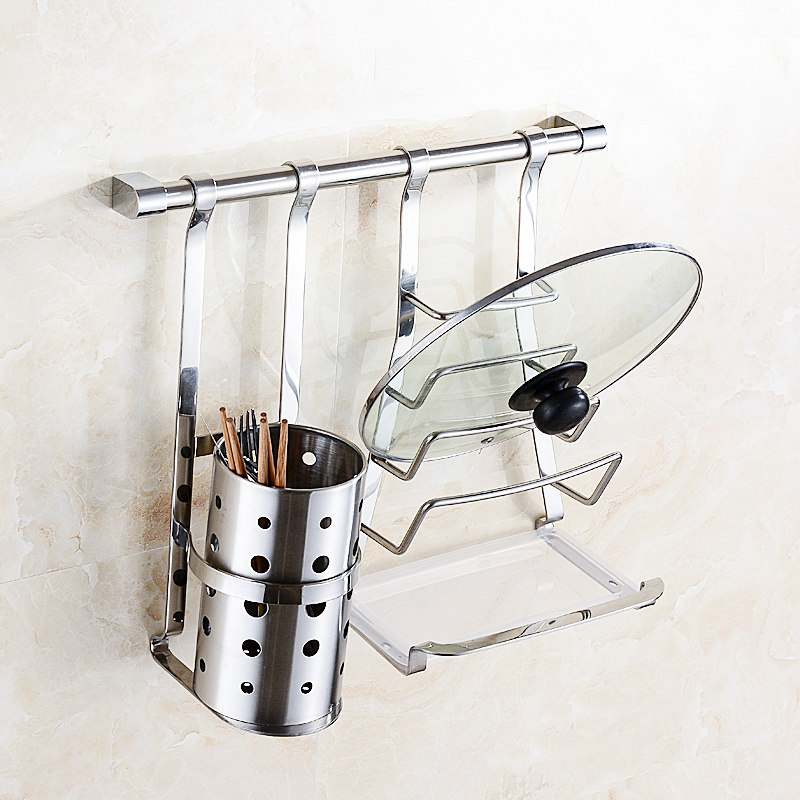 厨房筷子筒挂架304不锈钢加厚加高筷笼餐具黑色挂杆钩收纳盒