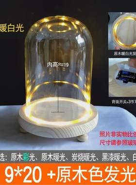 玻璃罩子透明展示罩干 干燥花盒防尘圆球形发光摆件工艺品文玩粘