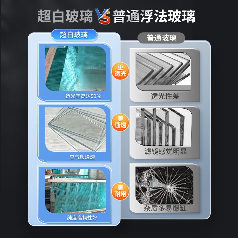 80*40*30金晶五线超白鱼缸客厅桌面长方形溪流缸草缸超白家用裸缸