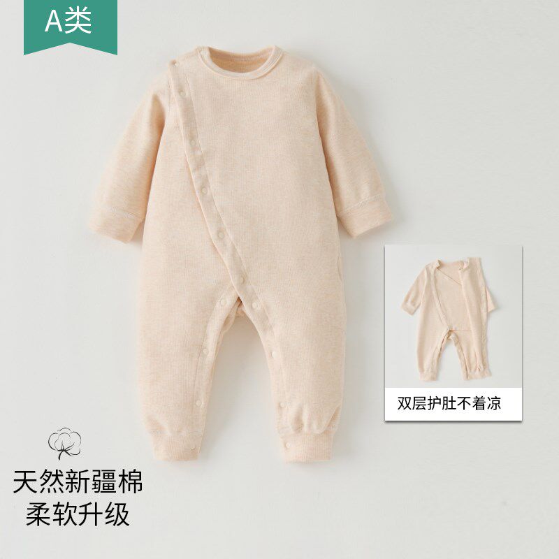 婴儿连体衣秋冬宝宝加厚双层保暖内衣新生儿打底内穿连体秋衣爬服