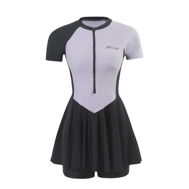 保守运动游泳衣两件式裙式带胸垫大尺码女款遮肚显瘦微胖女孩遮肉