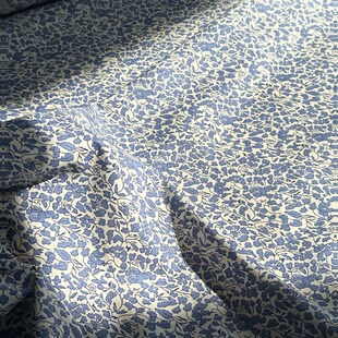 幅宽1.45米左右 一米 布料面料 纯棉高支棉 蓝色叶华款