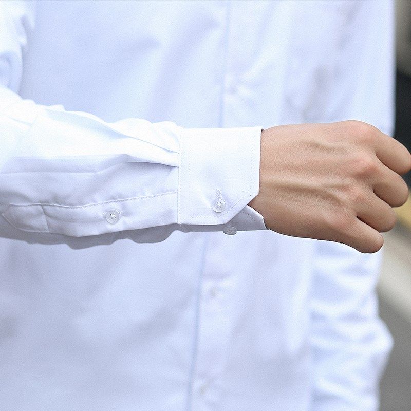 冬季190瘦高个子加长版白色衬衫加绒加厚上班衬衣商务职业正装男