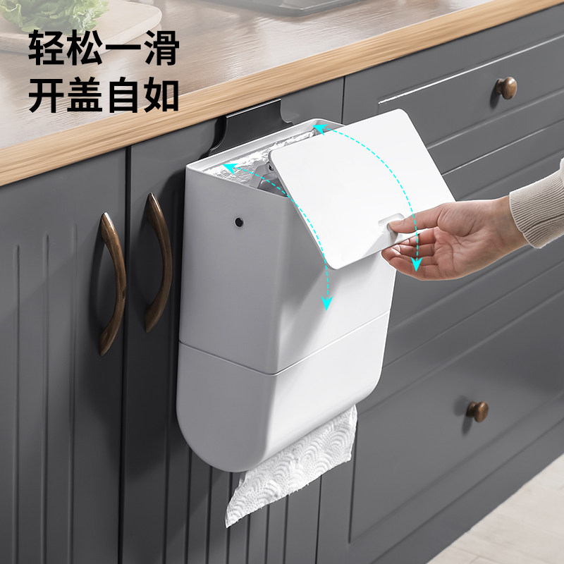 JAH厨房橱柜门挂式垃圾桶小号家用带盖壁挂无盖厨余悬挂式挂壁筒