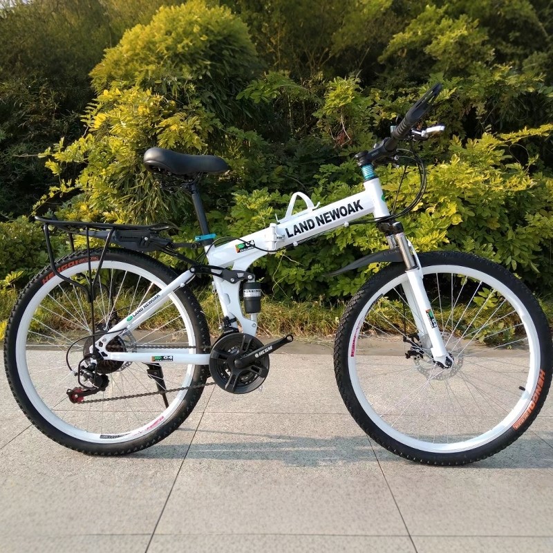 折叠山地自行车26寸24寸男女变速山地车双碟刹带后座可以带人单车