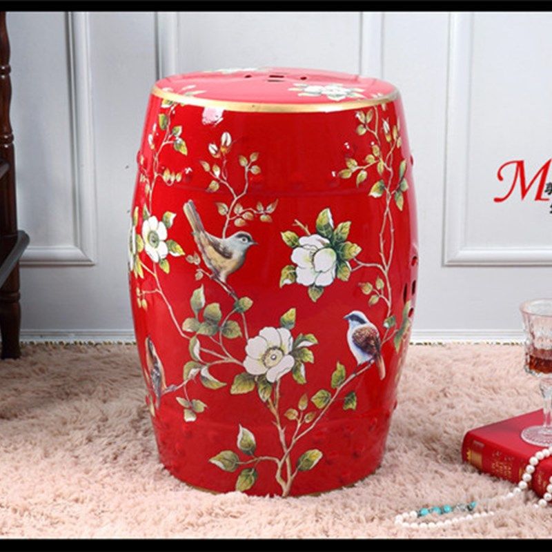花鸟陶瓷鼓凳瓷墩绣墩陶瓷坐凳美式欧式新中法式梳妆凳换鞋凳