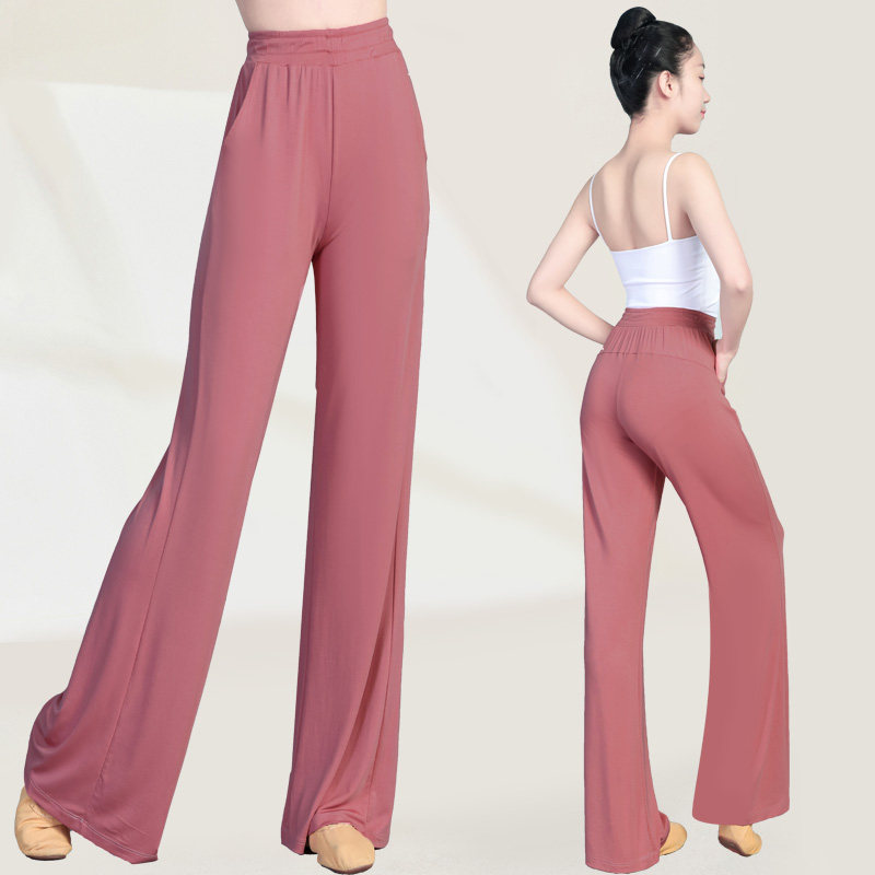 新款现代舞服装古典成人舞蹈练功裤直筒阔腿裤宽松教师.形体裤长