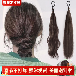 自绕式丸子头假发发束仿真发假发圈花苞头盘发发髻低扎蓬松假发包