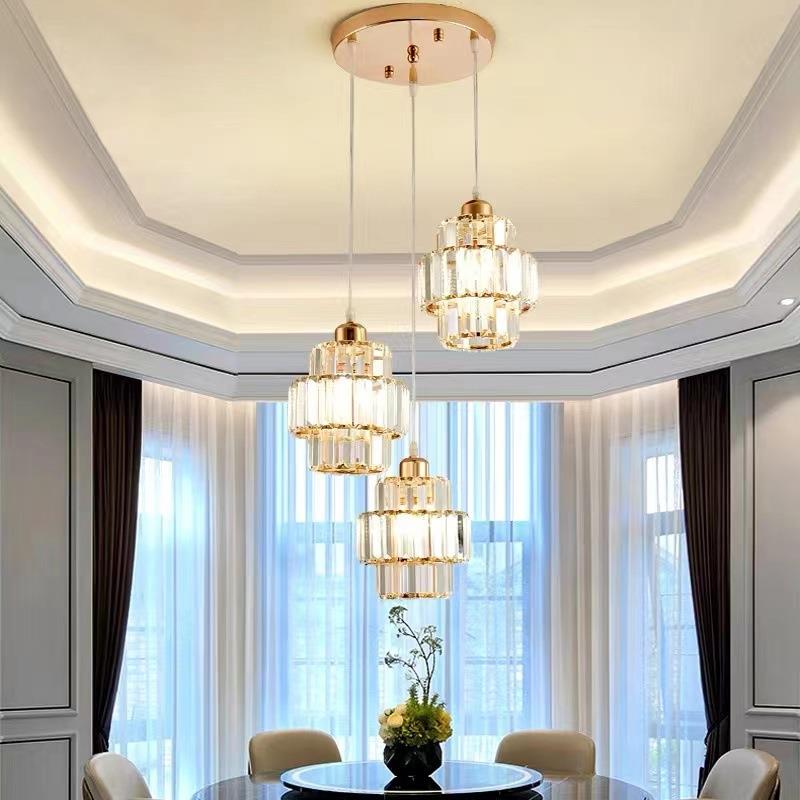 餐厅吊灯水晶灯现代简约轻奢灯具创意个性三头饭厅餐桌吧台茶室灯