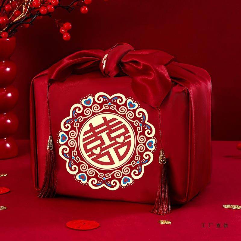 结婚包袱皮一对女方陪嫁套装喜盆包裹布新娘红包袱布婚庆用品大全