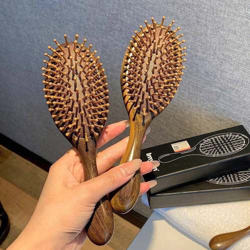 lmylan檀木气垫梳按摩梳抚平毛躁防静电按摩头皮顺发气囊梳家用