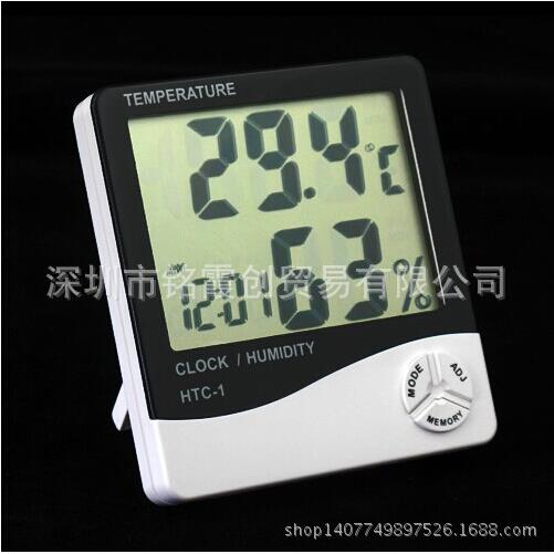 HTC-1高精度室内温度计电子 大屏幕家用温度表 闹钟温度表