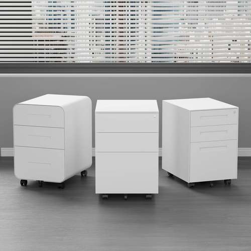 办公活动柜钢制三抽文件柜桌下移动矮柜铁皮收纳抽屉柜储物柜带锁