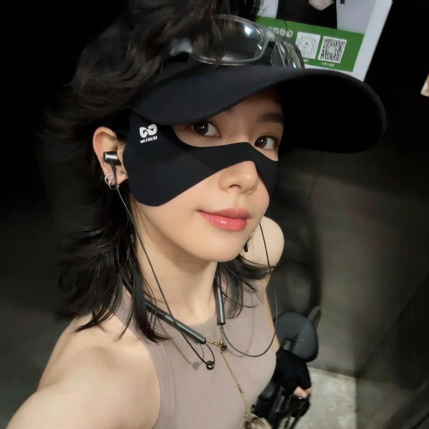 户外骑行防晒蝴蝶面罩高尔夫遮阳抗UV护颧骨眼角冰丝凉感脸罩.