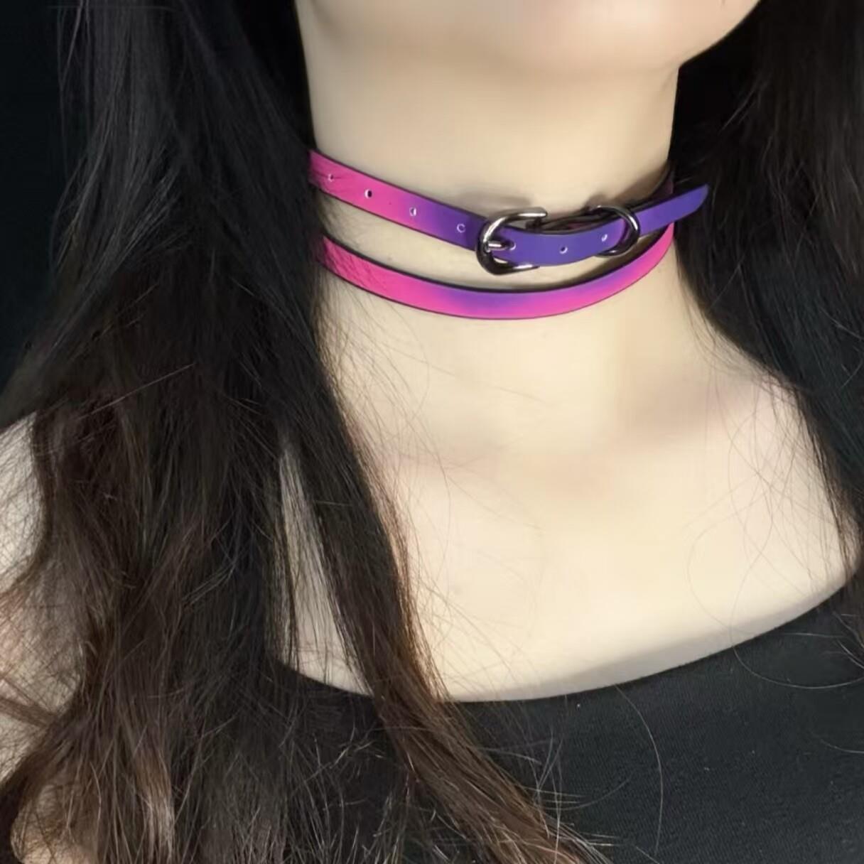 温变项圈女颈带高级感辣妹颈链y2k锁骨链温感变色手环甜酷风颈圈.