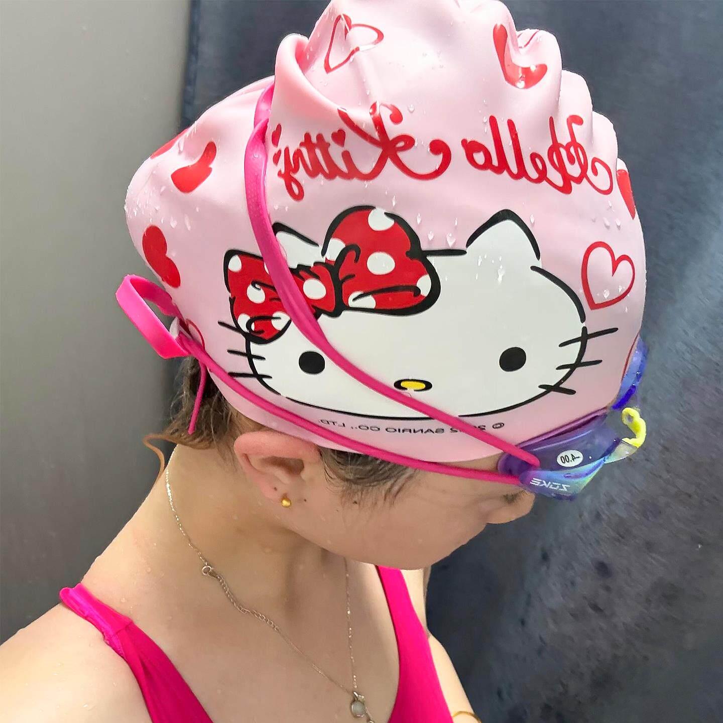 哈喽kitty猫硅胶护耳防水泳帽