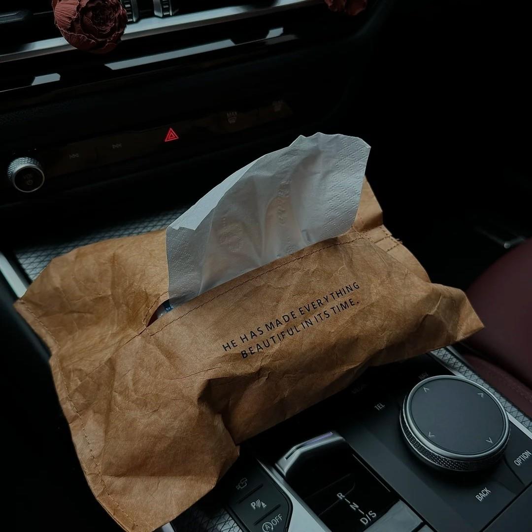 北欧防水牛皮纸车载纸巾纸袋轻奢挂壁式车用家用客饭厅酒店卫生纸