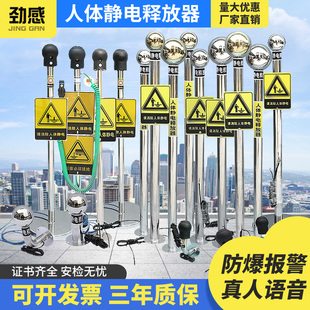 人体静电释放器工业静电消除器触摸式加油站防爆仪球头声光报警器