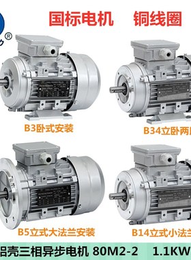 2极1.1KW方力电机Y2铝壳三相异步电动机YSYE2YE3FL-80M2-2-1100W