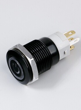 16MM黑金属按钮开关自复带LED灯小型电源按键12V24V启动停止220V