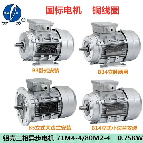 4极0.75KW方力铝壳电机YSYE2/YE3/FL-80M2-4/71M4-4三相电动机750