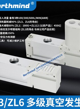 SMC型ZL3H04-K15A多级真空发生器 ZL3H06 6M04LV 6M06 ZL6H04V-GN