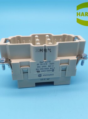 HARTING浩亭 09380182601 哈丁6+12针公芯重载连接器  HanK6/12-M