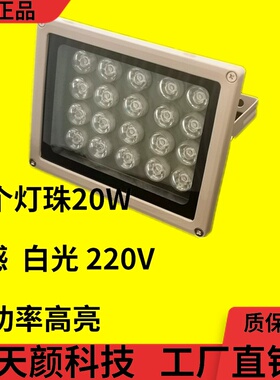 停车场道闸车牌识别内置补光灯捷顺220V20WLED光感白光监控照明灯