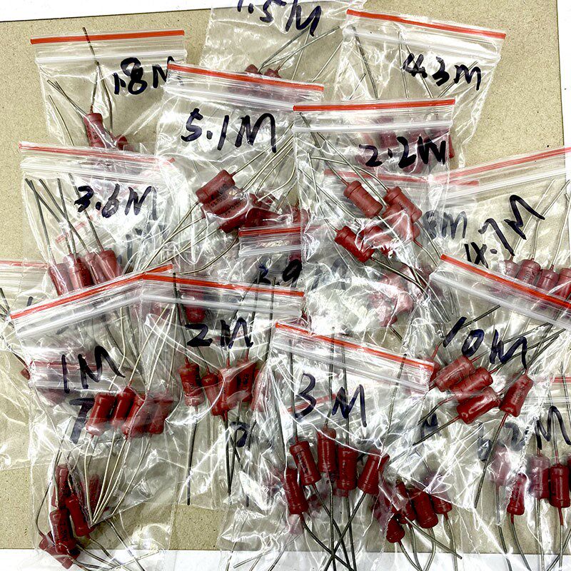 金属膜大红袍电阻1W兆欧阻值包200个胆机音频电阻独立包装