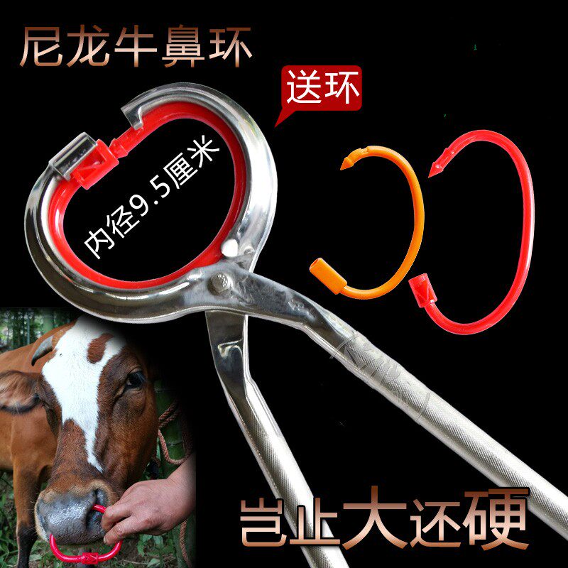 牛鼻环安装钳养牛场特大号塑料牛鼻圈夹牛鼻子牵引扣不锈钢打孔器