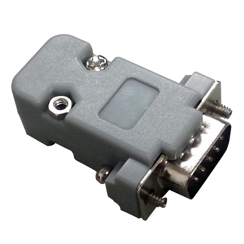 灰色DSUB串口DB9 HDB15 25 37P公母头装配壳 RS232上下锁塑胶外壳