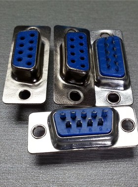 供应DB9P母头蓝色环保简易母座dsub9孔RS232串口连接器焊线式插座