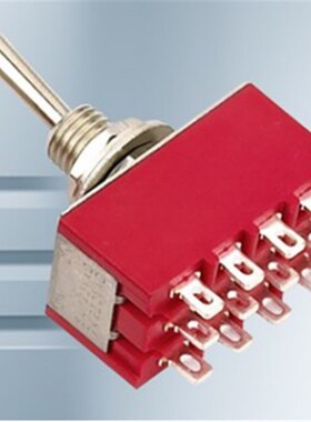 钮子开关 TS8-402A1 小型 6MM红色 12脚 三档摇杆开关