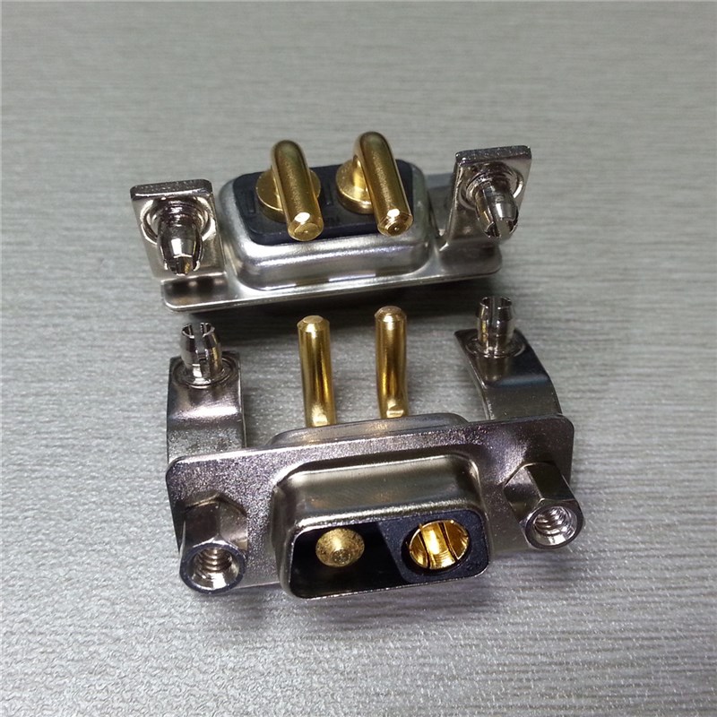 优质混合大电流D-SUB弯针2V2母座D型DB2芯90度焊板母头电源连接器