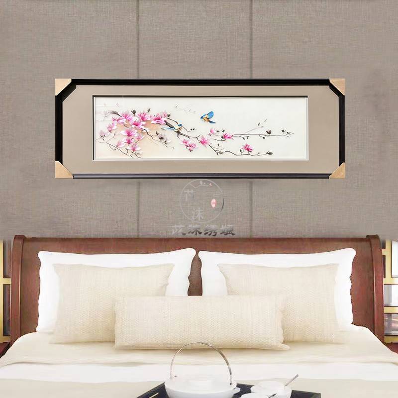 苡沫刺绣纯手工4丝荷花花鸟苏绣成品挂画客厅卧室客厅中式装饰画图片