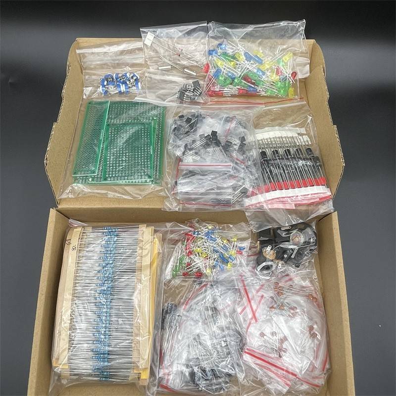 1900pcs电子元件大包电容器电阻器二极管LED晶体管DC插孔 PCB套件