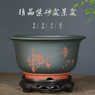 紫砂花盆 盆景盆 粉浆矮金钟兰花君子兰盆景内门竹杜鹃透气专用盆