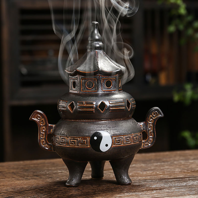 高脚太极八卦薰炉陶瓷家用创意室内沉香茶道檀香香炉茶室桌面摆件,电子/电工,电工胶带,淘宝优惠券,粉丝福利购,淘宝优惠卷