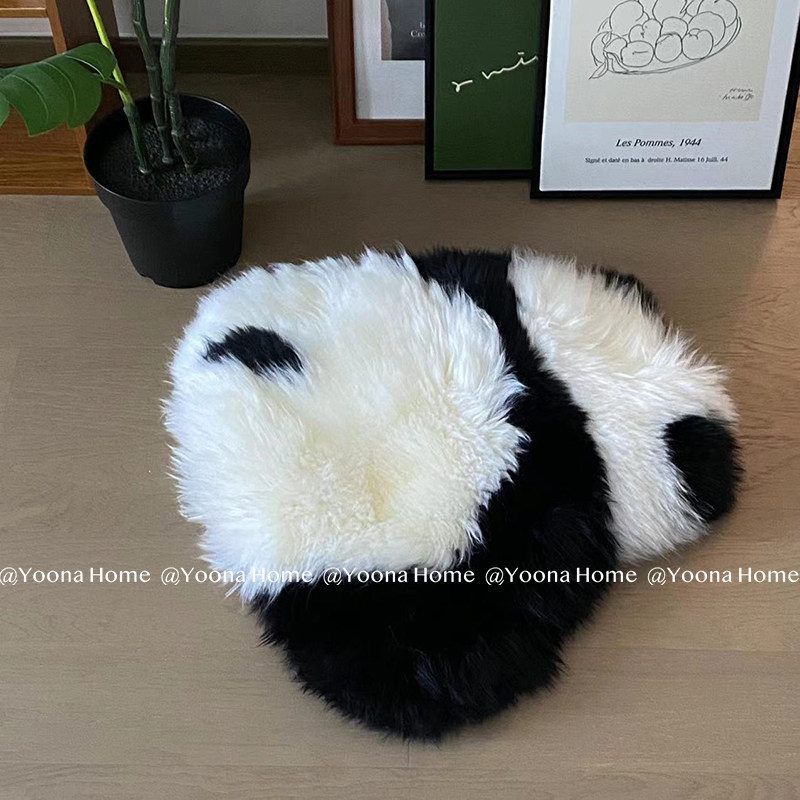 Yoona Home熊猫坐垫可爱屁屁垫羊毛地毯黑白椅子垫冬季加厚垫子
